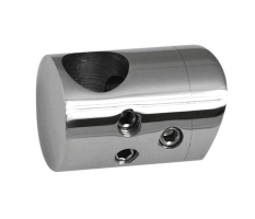 Držák tyče ø 12 mm (spojovací-přechodný) na trubku ø 42,4 mm (30x22 mm), leštěná nerez /AISI304