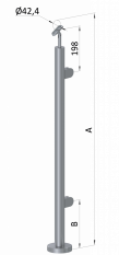 Nerezový sloup, vrchní kotvení, výplň: sklo, pravý, vrch nastavitelný (ø 42,4x2 mm), broušená nerez K320 / AISI316