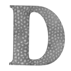Domovní písmeno D, 170 x 90 mm zdobené, bez povrchové úpravy