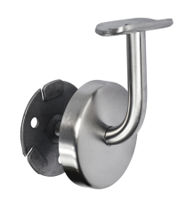 Držák madla na stěnu s krytkou kotvící desky, na trubku ø 42,4 mm, broušená nerez K320 / AISI304