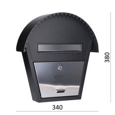 DOPRODEJ! Poštovní schránka (340x380x75 mm) nerez/černá, max. formát listu: B6, leštěná nerez /AISI430