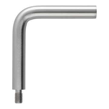 Úhelník (90°, vnější závit M8 / vnitřní závit M6, ø 12 mm L: 75x75 mm), broušená nerez K320 / AISI304