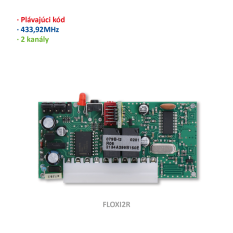 Přijímač zásuvný, 2 kanálový, plovoucí kód, 433.92MHz, paměť na 63 vysílačů, série FLOR