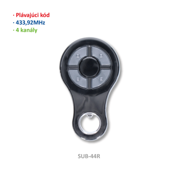 4-kanálový vysílač, dálkový ovladač, plovoucí kód, voděodolný, černý