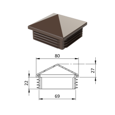 Krytka plastová so strieškou 80 x 80 mm