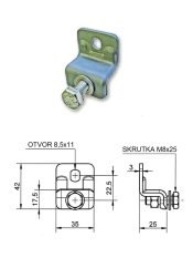 Držák pro kovový hřeben se šroubem M8 x 25 mm