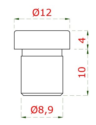 Ukončení - zátka na trubku ø 12x1.5 mm, plný materiál, broušená nerez K320 / AISI304