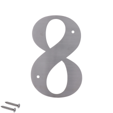 Číslo domovní 8, (127x1.5mm), s dírami, broušená nerez K320 / AISI 304