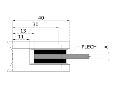 Svorka skla / plechu na trubku ø 42,4 mm (40x29x18 mm), broušená nerez K320 /AISI304, balení neobsahuje gumičky na sklo