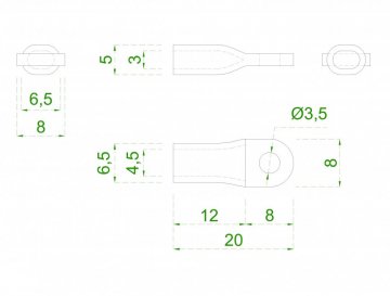 Nerezová lisovací spojka s otvorem pro dvě 2 mm lanka, K320 / AISI316