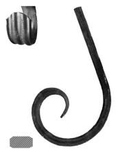 Kovaný prvek 12 x 12 mm, 200 x 120 mm, zdobený