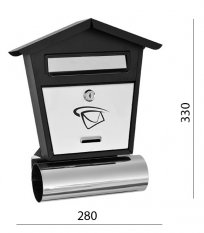 Schránka poštovní (280x330x50mm) nerez/černá, max. 1 formát listu: B6, leštěná nerez /AISI430