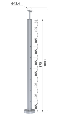 Nerezový sloup, vrchní kotvení, 8děrový, lanko, průchozí