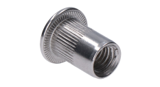 AISI304 nýtovací matice M10, plochá, rýhovaný dřík, L-19mm