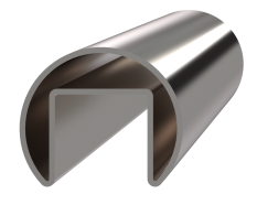 Nerezové madlo (42,4x2.0mm /24x24mm), cena za 1ks (4m), pre sklo 8-17,5mm, brúsená nerez K320 /AISI304