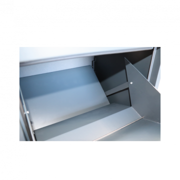 Box na balíky (410x385x720mm) s přepadovou lištou na ochranu balíků, tloušťka 0.8mm) velikost balíku: 320x300x180mm, barva: RAL 7016 (antracit)