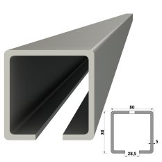 C profil 80x80x5mm L-7000mm pozinkovaný, pre samonosný systém posuvnej brány, cena za 7m, možnosť dodania len rozvozom Kovian