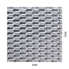 Tahokov Fe, oko: 47x18mm, mostík: 8mm (1000x1500x1,5mm), orientace ok: rozměr ok 47 mm je rovnoběžný s rozměrem desky 1000 mm.