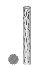 Tyč kruhová plná 12mm, čierna S235, zdobená-vzor réva L=1000mm, cena za 1ks(1m)