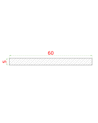 Nerezová tyč plochá 60x5mm, cena za 1ks(3m) broušená nerez K320 /AISI304 - Délka: 3m