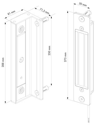 B-MAG-2500 zapustený elektromagnet s dorazovou lištou, RAL9005