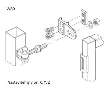 Pant M16 navařovací, otevíratelný 180°, nastavitelný 3D, pozinkovaný