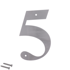 Číslo domovní 5, (127x1.5mm), s dírami, broušená nerez K320 / AISI 304