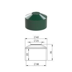 Vnější krytka kulatá ø 38 mm, plastová PE, zelená