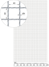 Žebírkové pletené síto - rovné, oko: 40x40mm, průměr pletiva ø4mm, rozměr 1000x2000mm, pozinkované