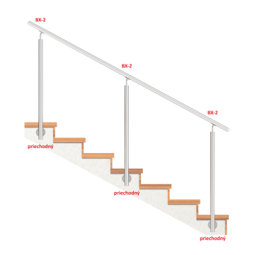 Nerezový sloup, boční kotvení, bez výplně, vrch nastavitelný (ø 42,4x2 mm), broušená nerez K320 / AISI304