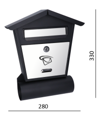 Schránka poštovní (280x330x50mm) nerez/černá, max. 1 formát listu: B6, leštěná nerez /AISI430