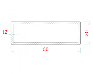 Profil uzavřený 60x20x2 mm, cena za 1ks (1 m), broušená nerez K320 / AISI304