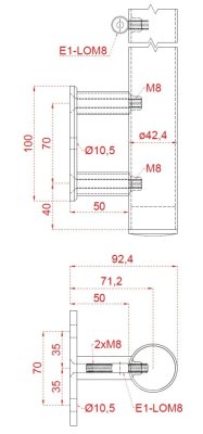 Nerezový sloup, boční kotvení, pro síť