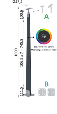 Kombinovaný Fe vypalovaný sloup, vrchní kotvení, 8-dírový