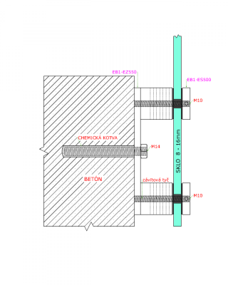 Kotvící plotna (200x50x10mm / M10/ M14), broušená nerez K320 /AISI304