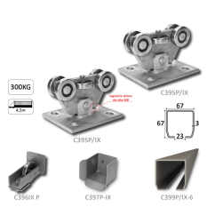 PICCOLO samonos do 300 kg/4,5 m, profil 67 x 67 x 3 mm, nerez