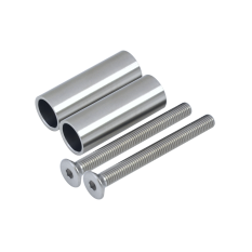 Přechod na vymezení vzdálenosti mezi sloupem (plochý) a kotevní deskou, ø 20x2,0 mm /L:55 mm, vnitřní šroub: M8x80 mm, broušená nerez K320 / AISI304, bal: 2ks